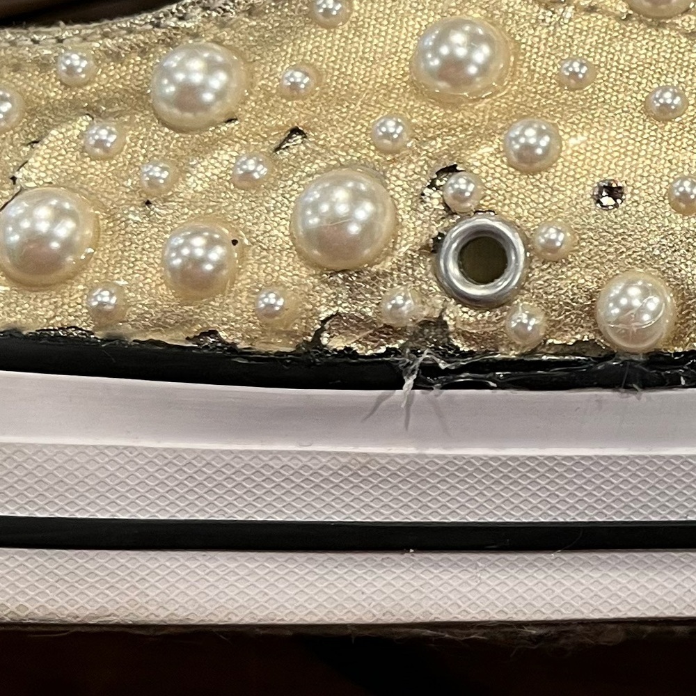 Converse Women's Gold Pearl Studded Sneakers - Picture 4 of 9
